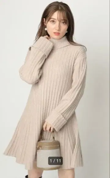 Apuweiser-riche 리브 긴팔 니트 원피스 3색 세트