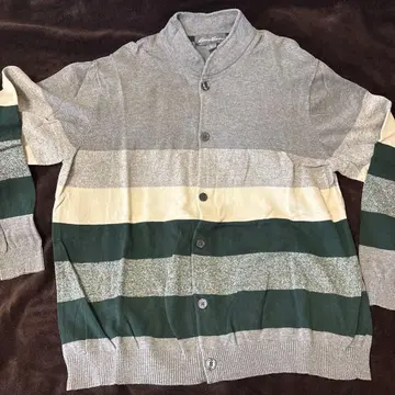 에디바우어 보더 가디건 버튼 포함 면 100%