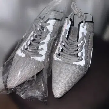 그레이 메쉬 스틸레토 하이힐 235/80 US6