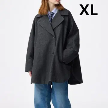 택 포함 새상품 GU 코지 멜톤 케이프 코트 다크 그레이 XL 사이즈