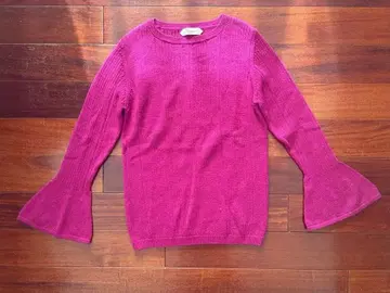 미착용 새상품급 에스페락 플레어 슬리브 핑크 니트 스웨터