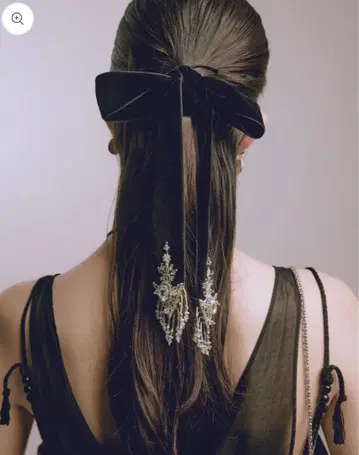 tanakadaisuke 벨벳 롱 리본 블랙