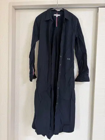 T.H. 네이비 롱 셔츠 원피스