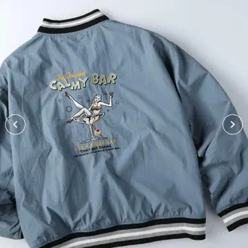 새상품급 라이트온 자수 바시티 자켓 M 블루