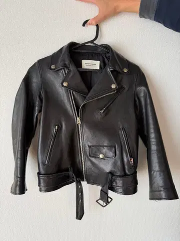 블랙 가죽 라이더 자켓 허리 벨트 포함