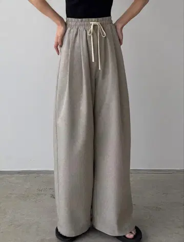 2025 callautia 그레이 와이드 팬츠 조정 가능한 끈 포함