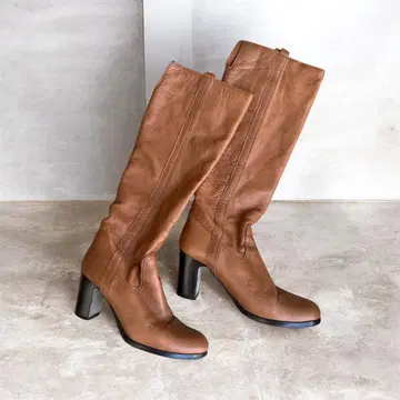 소 가죽 레더제 롱 부츠 블랙 36 이탈리아제