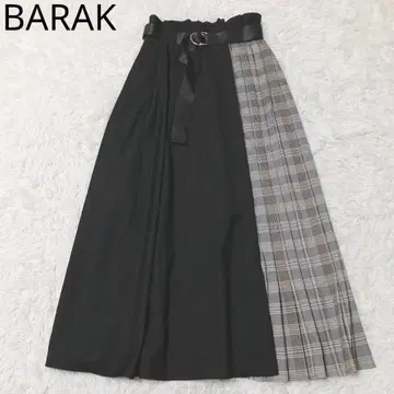 장미 플리츠 스커트 체크 이소재 절개 벨트 블랙 사이즈 99