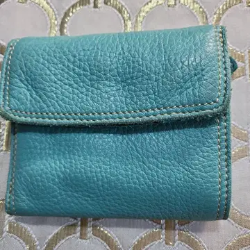 moustache 부드러운 가죽 터콰이즈 가죽 3단 폴더형 지갑