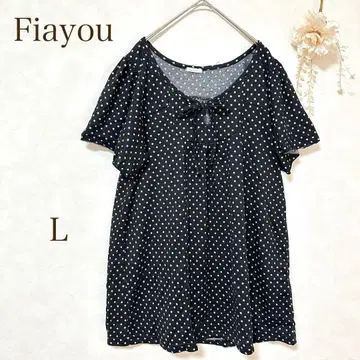 [ Fiayou ] 튜닉 티셔츠 반팔 도트 리본 캐주얼