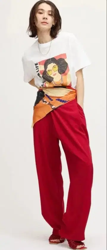 새상품*미사용*아메리Medi WideTuck Bontan Pants 레드