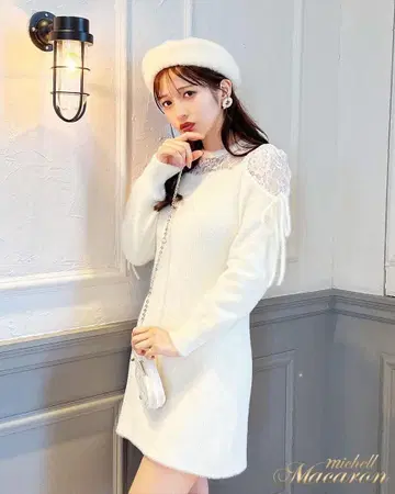 michellMacaron 레이스 니트 원피스