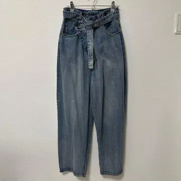 AMERI 하이웨스트 벨트 라이트 블루 데님