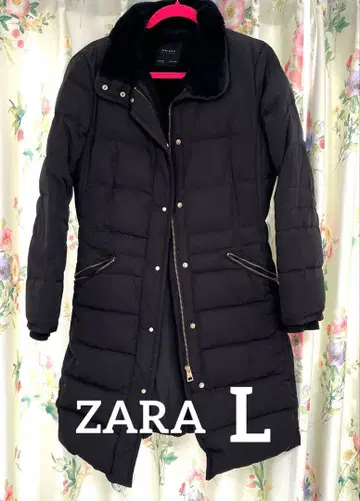 ZARA BASIC 다운 롱 코트 L 30 블랙