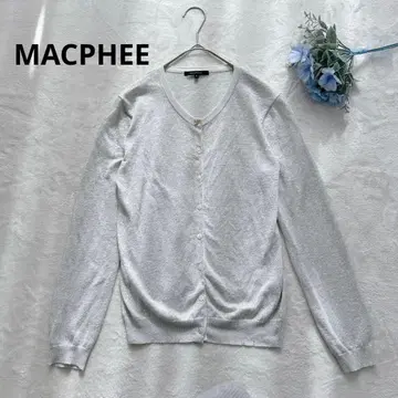 맥피 투모로우랜드 린넨 혼방 라메 니트 가디건 비쥬 버튼