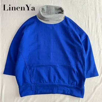 LinenYa 린넨 하이넥 맨투맨 터틀넥 파랑