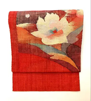 미사용 나고야 오비 원포인트 꽃무늬 직조