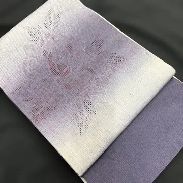 보라색 그라데이션 산터우 자수 후쿠로 오비