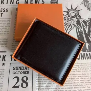 지갑 접이식 블랙 접이식 지갑 얇은 타입 남성용 기프트 가죽 선물 카드