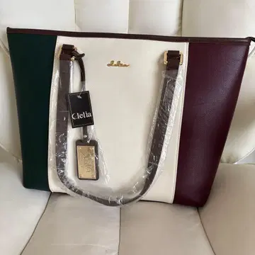Celcia 토트백 화이트 그린 버건디