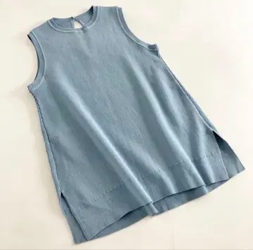 machatt 니트 베스트 슬리브리스 니트 리브 니트 코튼