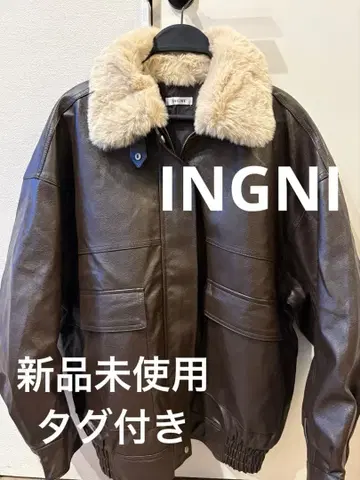 INGNI 퍼 티펫 부착 인조 가죽 BIG 블루종 M 브라운