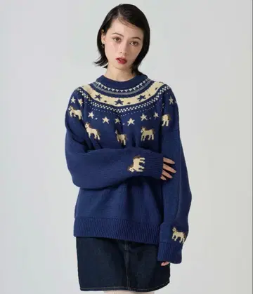 TINA: JOJUN 애니멀 노르딕 니트 풀오버