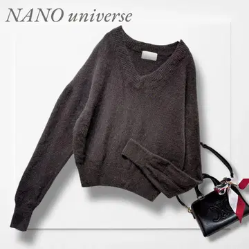 나노 유니버스 V넥 니트 (M) 그레이 폭스 울 부드럽고 따뜻한