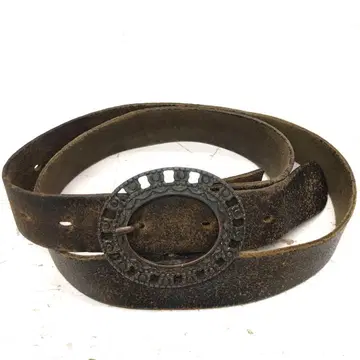 웨스턴 컨트리 Y2K 00s 구제 의류 브론즈 버클 가죽 벨트