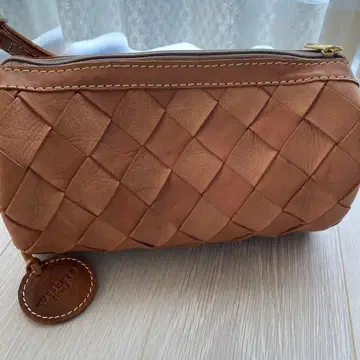 주케로 천연 가죽 뜨개질 숄더백