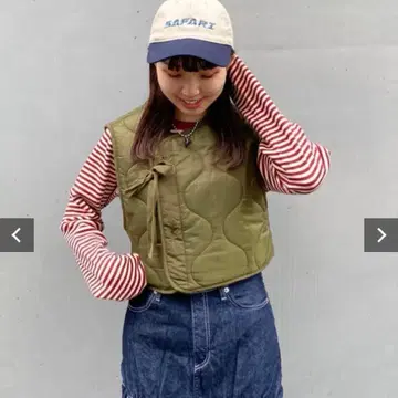 FREAK'S STORE 리본 포함 퀼트 숏 베스트