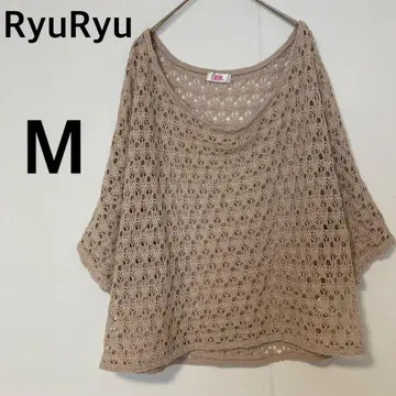 RyuRyu 시스루 니트 상의 [M] 풀오버 코튼 혼방
