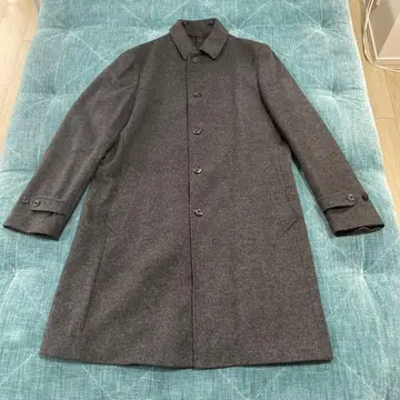 남성용 다크 그레이 울 혼방 코트