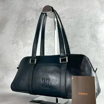 컨디션 최상 히로후 미니 보스턴 백 핸드백 H 로고 가죽 블랙