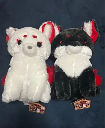 레자란 한정판 쵸콘토 여우 구미 BIG 봉제 인형 화이트와 블랙