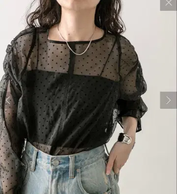 mystic 도트 시어 블라우스