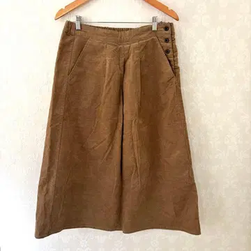 여성용 브라운 타이트 스커트 버튼 포함