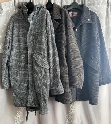 남성용 체스터 코트 체크 무늬 3벌 묶음 판매