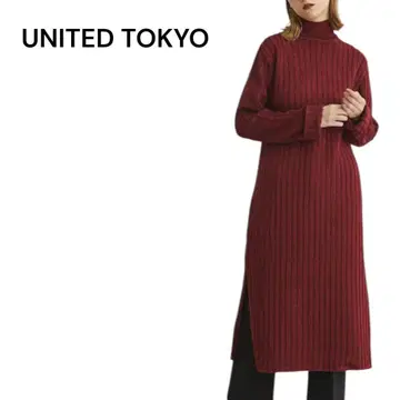 UNITED TOKYO 모헤어 니트 원피스 버건디