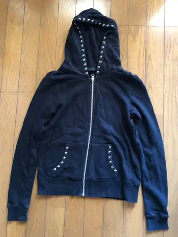 스터드 장식 후드티 고스로리 펑크 블랙 M