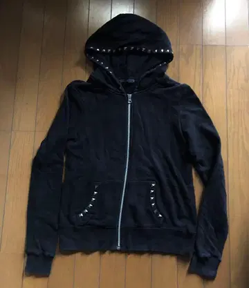 스터드 장식 후드티 고스로리 펑크 블랙 M