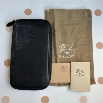 IL BISONTE 블랙 가죽 장지갑