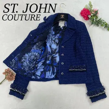 J870 미사용 새상품 M 생 로랑 트위드 자켓 블루 여성용