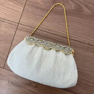 화이트 비즈 장식 파티 백