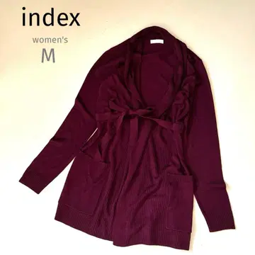 [인덱스] 여성용 M 버건디 니트 롱 가디건 리본 벨트 (깨끗함)