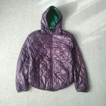 UNIQLO 충전솜 후디드 자켓 그린 x 퍼플 리버서블 b