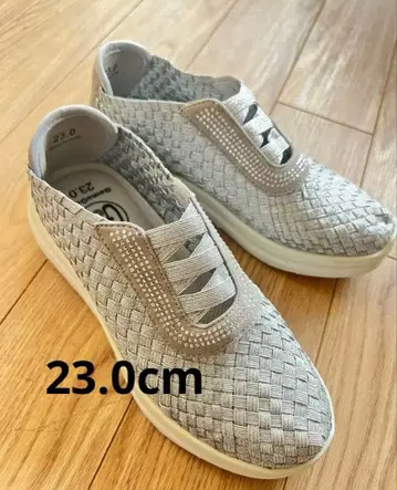 새상품급 G56 GomuGomu 뜨개질 슬립온 23.0cm 그레이