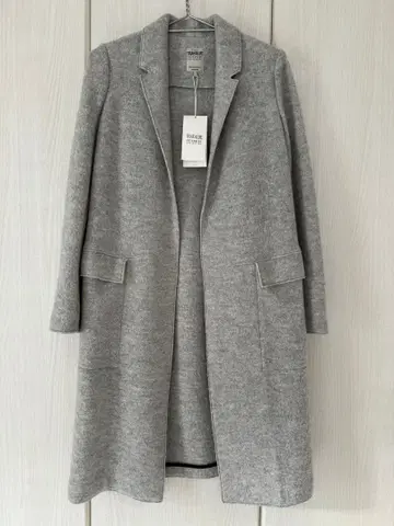 택 포함 ZARA 울 코트 체스터 코트 노칼라 코트 그레이