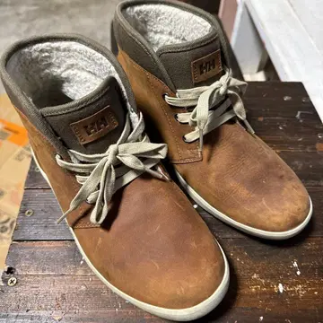 HELLY HANSEN 브라운 하이컷 신발 천연 가죽 속기모 방수