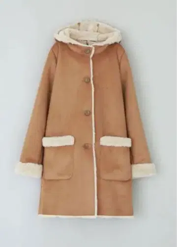 후드 부착 무스탕 코트 베이지 유나이티드 애로우즈